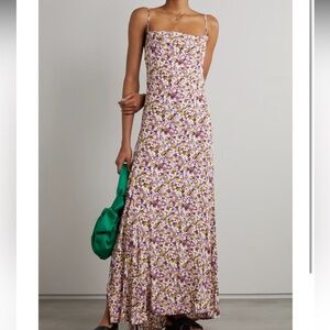 Faithfull the Brand Purple and Yellow Floral Backless Dress